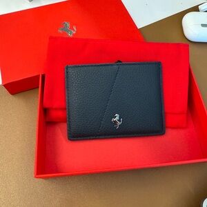 Ferrari 100% Leather Black Card Case